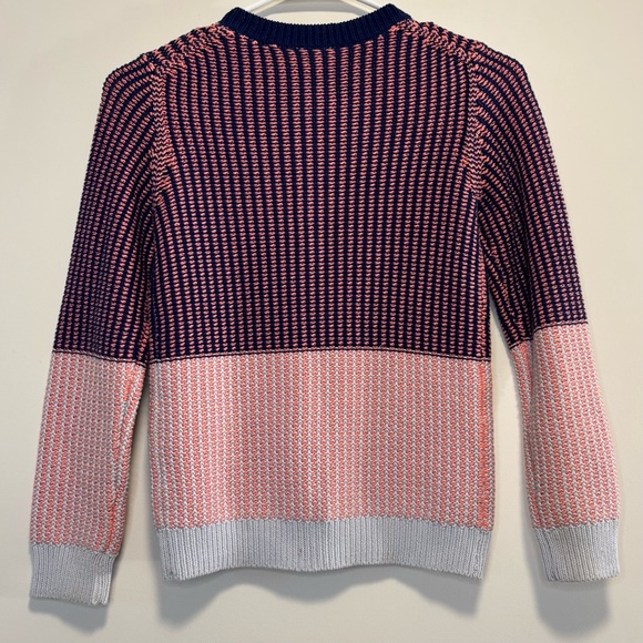 Crewcuts Embellished Knit Cardigan Sweater Navy Blue/Coral/Gray Girl Size 12 - Picture 4 of 6